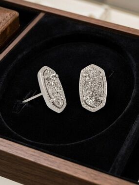 Kendra Scott Ellie Stud Platinum Drusy Rhodium Plated Stud Earrings 1778